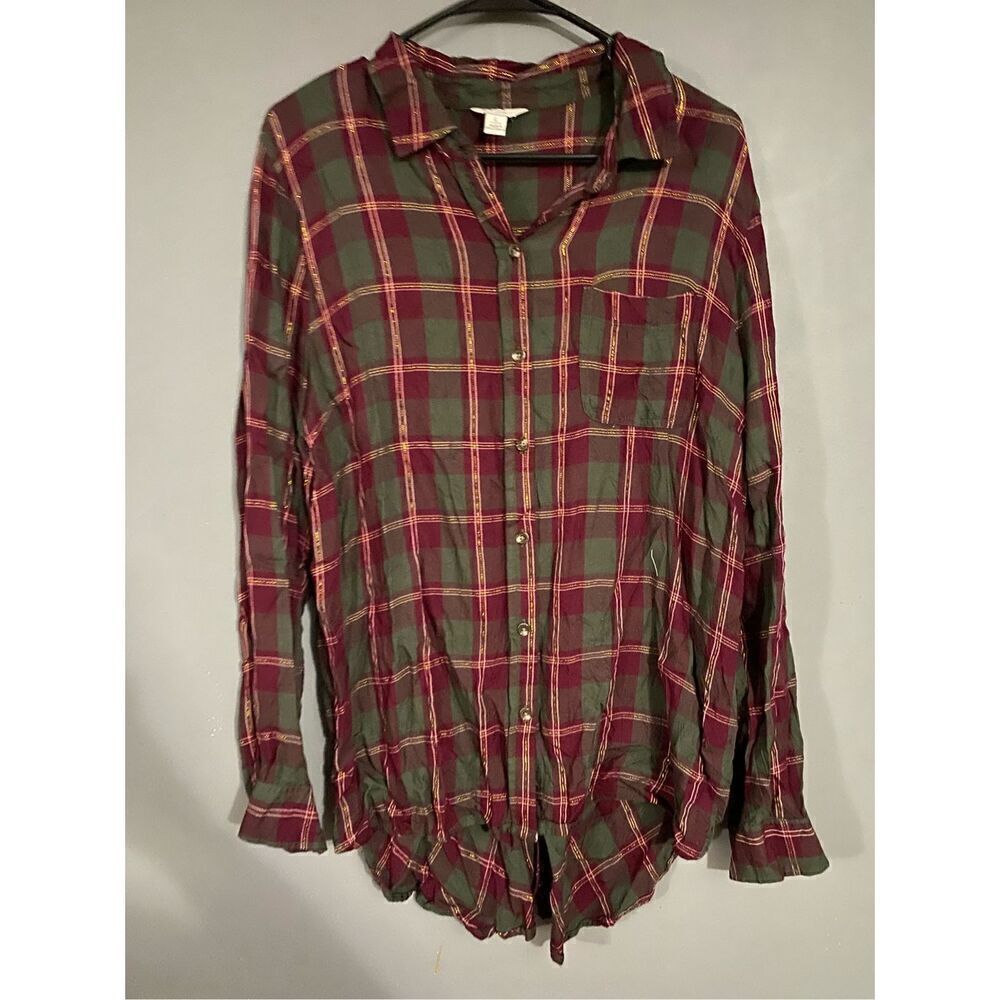 Cato Long Sleeve Button Up Top Size Large